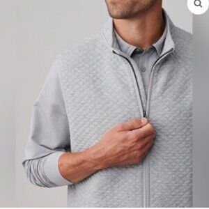 Rhone Quilted Vest Full Zip Light Grey Men's L Cotton Blend Classic Preppy Golf